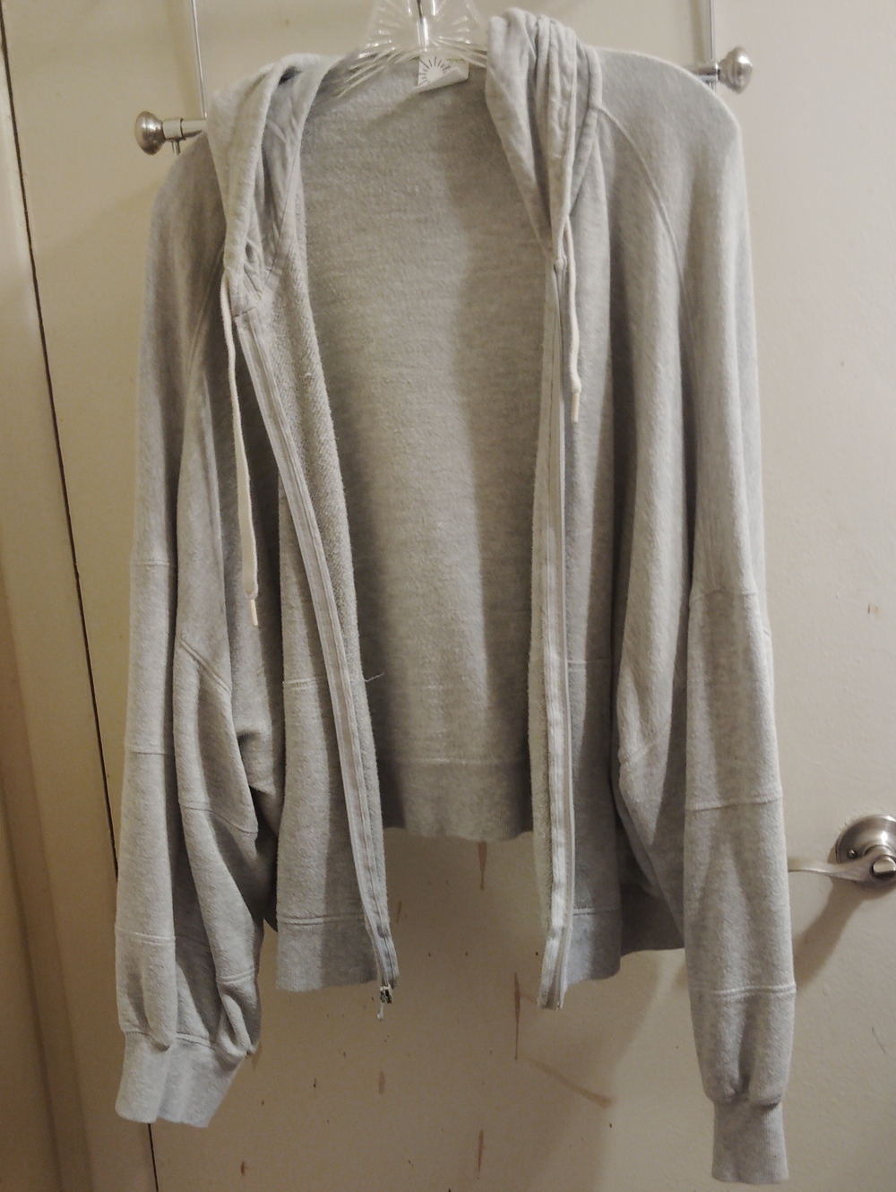 aerie Light Gray Hooded Zip-Up Jacket